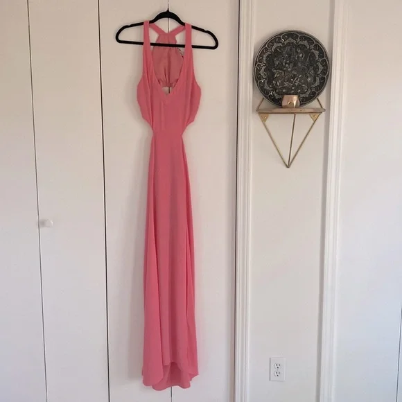 Lovers + friends pink maxi dress with side cutouts and open back Lovers + friends pink maxi dress with side cutouts and open back